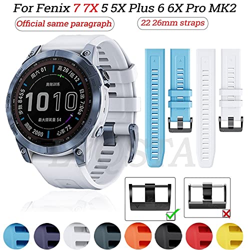 FACDEM 26 x 22 mm Uhrenarmband für Garmin Fenix 7 7X 6 6X Pro 5 5X 3HR Enduro Watch, Schnellverschluss, offizielles Silikon-Easyfit-Armband, 22mm Fenix 5 5Plus, Achat von FACDEM