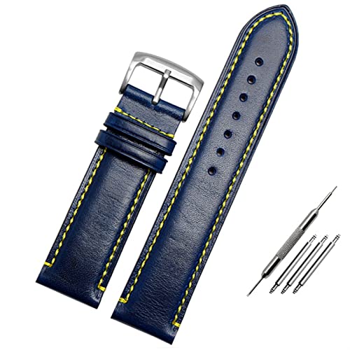 FACDEM Ersatzarmband für Citizen AT8020 JY8078, echtes Leder, 23 mm, blaues Uhrenarmband mit Faltschließe, 23 mm, Achat von FACDEM