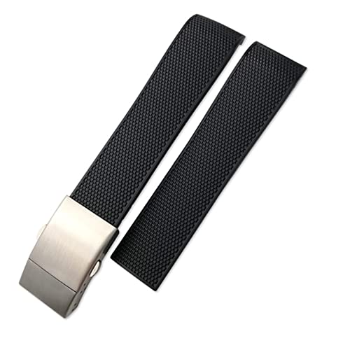 FACDEM Gummi-Uhrenarmband für Longines Hydroconquest VHP Uhrenarmbänder, 19 mm, 21 mm, Schwarz / Blau, 21 mm von FACDEM