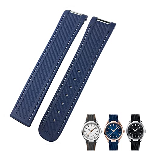 FACDEM Gummi-Uhrenarmband mit gebogenem Ende, 19 mm, 20 mm, passend für Omega Seamaster 300 AT150 Aqua Terra 8900 Speedmaster Silikon-Uhrenarmbandwerkzeuge, 20 mm, Achat von FACDEM