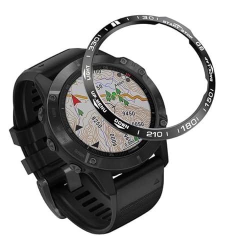 FACDEM Lünette Ring Styling Rahmen Hülle für Garmin Fenix 7 6 6X Pro 5 Plus Smartwatch Edelstahlabdeckung Anti-Kratzschutz Ring (Farbe: A, Größe: für Fenix 6X-6X Pro) von FACDEM