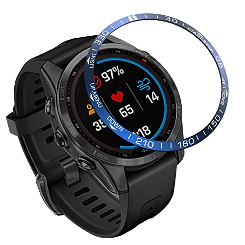 FACDEM Lünette Ring Styling Rahmen Hülle für Garmin Fenix 7 7X Fenix7 Smartwatch Edelstahl Metallabdeckung Anti-Kratzschutz Ring (Farbe: Blau, Größe: 22 mm für Fenix 7) von FACDEM