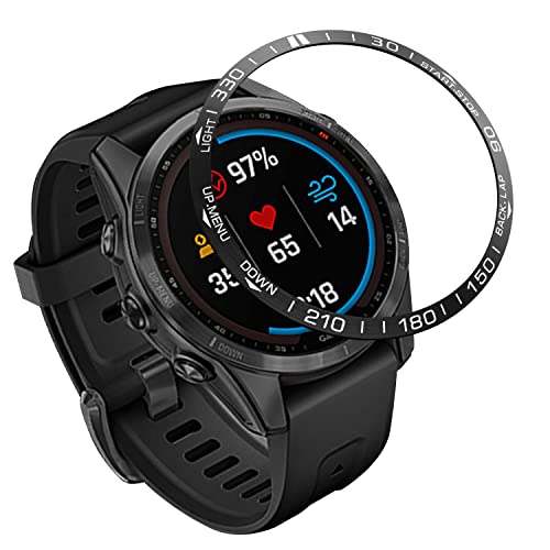 FACDEM Lünette Ring Styling Rahmen Hülle für Garmin Fenix 7 7X Fenix7 Smartwatch Edelstahl Metallabdeckung Anti-Kratzschutz Ring (Farbe: Schwarz, Größe: 22 mm für Fenix 7) von FACDEM