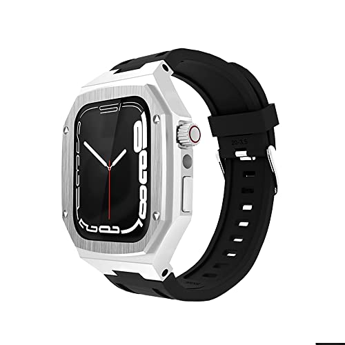 FACDEM Metallarmband für Apple Watch 8, 7, 45 mm, Edelstahl-Schutzhülle und Armband, All-in-One-Set für iWatch 6, 5, 4, SE, 44 mm, 45 mm Band, 44MM, Achat von FACDEM