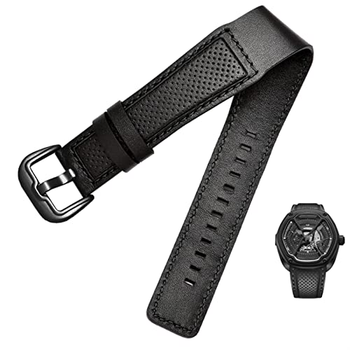 FACDEM Uhrenarmband aus Rindsleder, für Dietrich OTC-AO1 OT-3, schwarzes 24-mm-Armband, Stomata, Rindsleder, schwarze Armbanduhren, 24 mm, Achat von FACDEM
