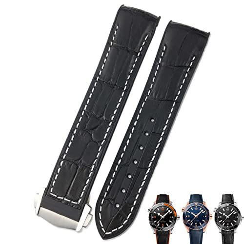 FACDEM Uhrenarmband aus Rindsleder für Omega Seamaster 300 Speedmaster DE VILLE Uhrenarmband für Herren, mit Punktschnalle, 20 mm, Achat von FACDEM