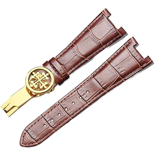 FACDEM Uhrenarmband aus echtem Leder für Patek Philippe 5711 5712G, wasserdicht, schweißfest, konkave Faltschnalle, 25 mm Armband, 25-13mm, Achat von FACDEM