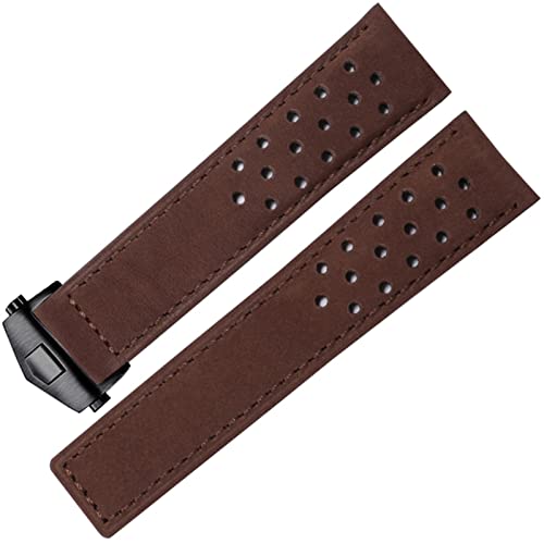 FACDEM Uhrenarmband aus echtem Leder für TAG Heuer Uhrenarmband, Faltschnalle, 20 mm, 22 mm, Rindsleder, 20 mm, Achat von FACDEM