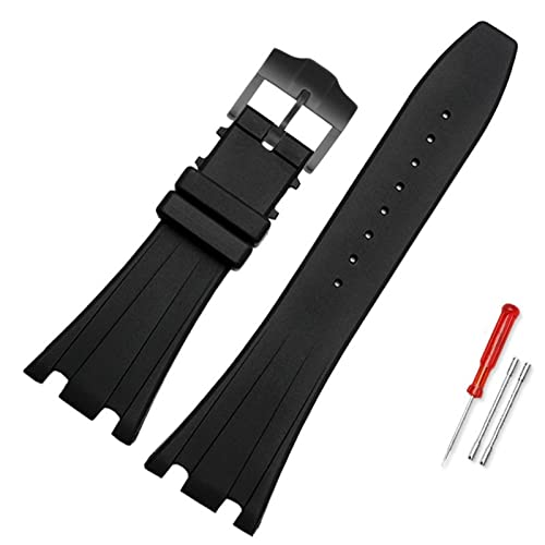 FACDEM Uhrenarmband aus weichem Silikonkautschuk, 28 mm, für AP Royal Oak Uhrenarmband, 40 mm, 42 mm, Schwarz, 28mm von FACDEM