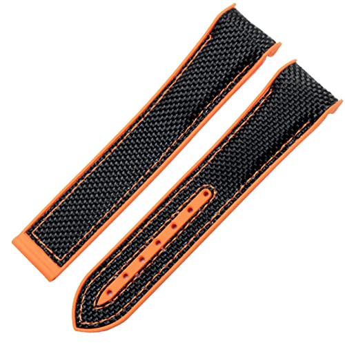 FACDEM Uhrenarmband für Omega 300 Seamaster 600 Planet Ocean Faltschließe Silikon Nylon Armband Uhrenzubehör Uhrenarmband, 20 mm von FACDEM