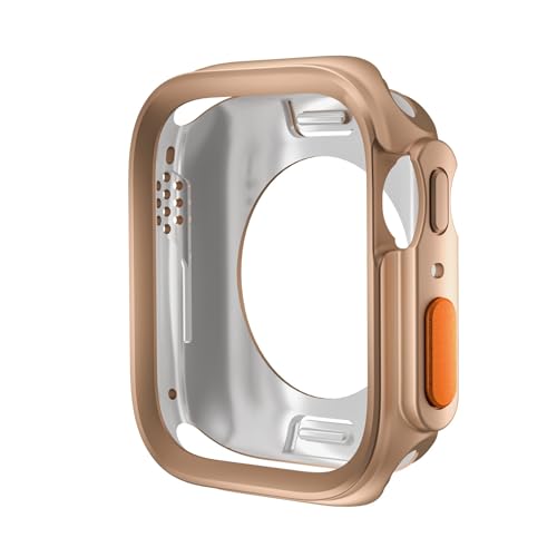 FACDEM Wechseln Sie zu einer Ultra-Hülle für Apple Watch-Gehäuse 45 mm 44 mm 41 mm 40 mm TPU Soft Cover für die Serie Iwatch 9 8 7 6 SE 5 4 Verbesserung des Uhrengehäuses Ultra 2 1 49 mm (Roségold von FACDEM