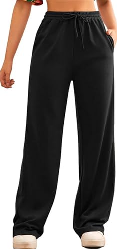 FACDIBY Damen Jogginghose Sherpa Gefüttert Winter Warme Athletische Jogginghose Fleece Hose, blacks, L-XL von FACDIBY