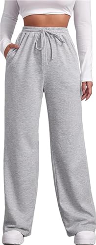 FACDIBY Jogginghose Damen mit Sherpa Stoff Gefüttert Winter Warme Sportliche Jogginghose Fleece Hose, gray, S-M von FACDIBY