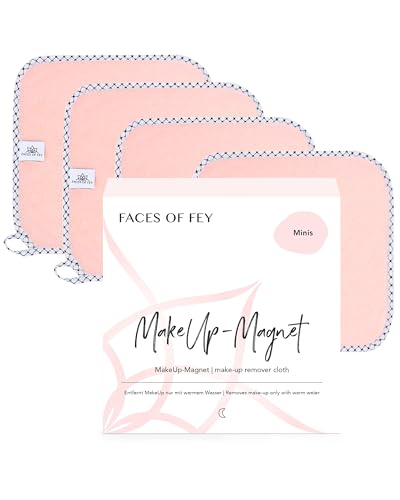 Make-Up-Magnet FACES OF FEY - Abschminktücher Mikrofaser - beidseitig verwendbare Gesichtsreinigungstücher - Make-Up-Entferner-Tuch waschbar und wiederverwendbar - 4er Pack 25x25cm von FACES OF FEY