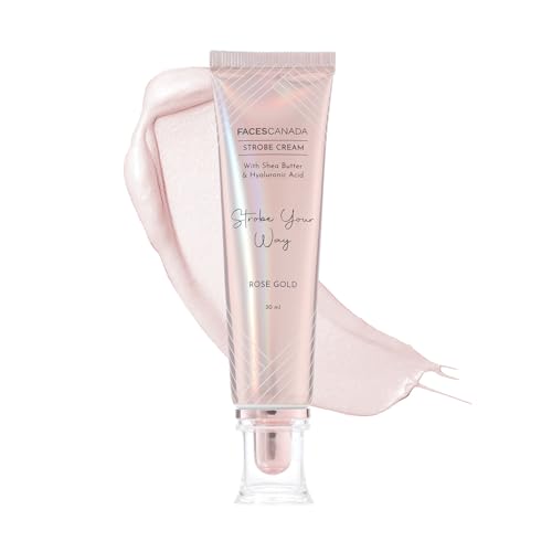 FACES CANADA Stroboskop-Creme – Roségold, 30 ml Grundierung + Highlighter + Feuchtigkeitscreme, Sheabutter und Hyaluronsäure, intensive Hydratation, makellose, strahlende, taufrische Haut von FACESCANADA