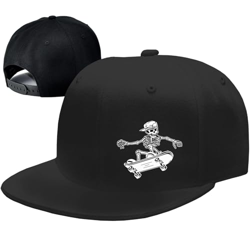 Snapback Flat Bill Fitted Hüte für Herren – Skateboard-Zubehör, Skateboarding Cool Skelett, MEDIUM Snapback Flat Bill Fitted Hüte für Herren – Skateboard-Zubehör, Skateboarding Cool Skelett, MEDIUM von FACITE