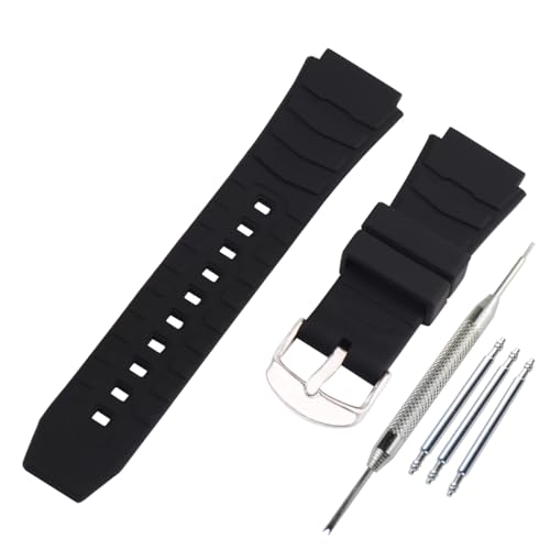 FACLE Ersatz-Uhrenarmband aus Silikon für Casio PRG-80 PAG-80 PRW-1000 PRW-1100, Outdoor-Sport, Gummi-Uhrenarmband für Damen, Schwarz von FACLE