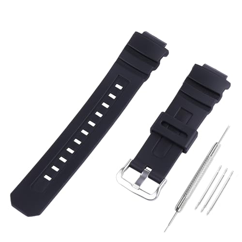 FACLE Herren-Uhrenarmband aus Kunstharz, kompatibel mit Casio 3059 10273059 1027 AWG-M100 AWR-M100 AW590 AW591 G7700 G7710 Outdoor-Sport-Gummi-Uhrenarmbänder, Schwarz, 16mm, Damen-Netzgürtel FACLE Herren-Uhrenarmband aus Kunstharz, kompatibel mit Casio 3059 10273059 1027 AWG-M100 AWR-M100 AW590 AW591 G7700 G7710 Outdoor-Sport-Gummi-Uhrenarmbänder, Schwarz, 16mm, Damen-Netzgürtel von FACLE