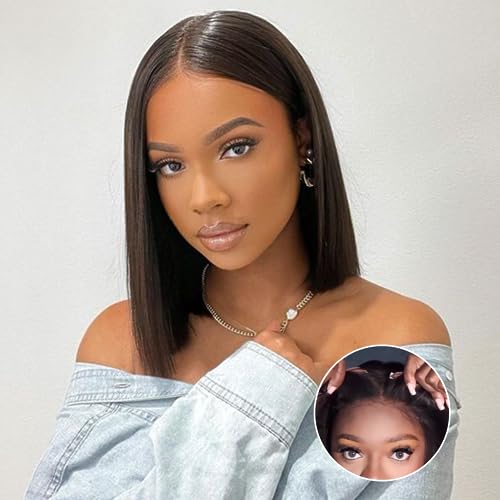 FACMOOD Wear and Go Bob-Perücke, ohne Klebstoff, glatt, 6 x 4, vorgeschnitten, Hd Spitze, ohne Klebstoff, transparent, Frontverschluss, Perücken für Frauen FACMOOD Wear and Go Bob-Perücke, ohne Klebstoff, glatt, 6 x 4, vorgeschnitten, Hd Spitze, ohne Klebstoff, transparent, Frontverschluss, Perücken für Frauen von FACMOOD