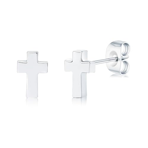 FACOKO Ohrringe für Damen silberfarben nickelfrei hypoallergen für empfindliche Ohren Titan-Ohrstecker für Herren (Kreuz-Ohrringe, Silber) von FACOKO