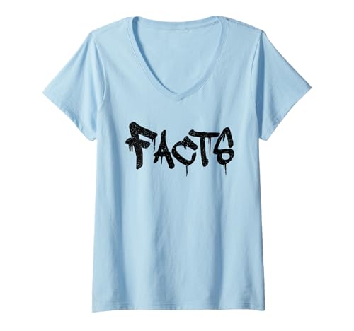 Damen Fakten das Wort Fakten auf einem T-Shirt im Graffiti-Stil. T-Shirt mit V-Ausschnitt Damen Fakten das Wort Fakten auf einem T-Shirt im Graffiti-Stil. T-Shirt mit V-Ausschnitt von FACTS AND TRUTH APPAREL