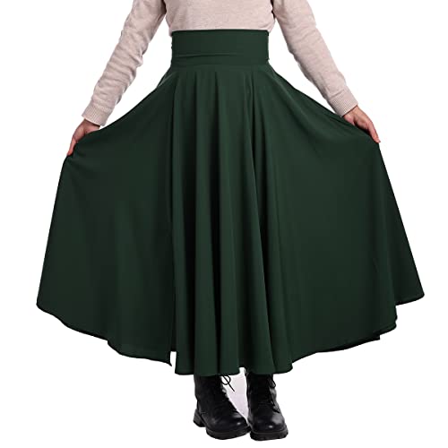 Damen Elegant Mittelalter Rock Vintage A-Linie Hohe Elastische Taille Rock High Waist Freizeit Skirt von FAD-4U