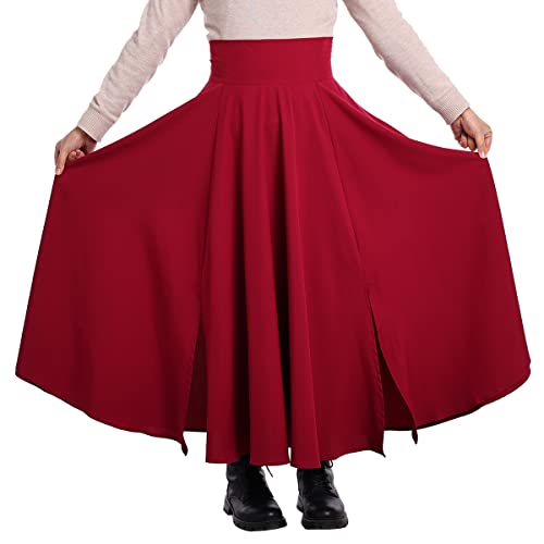 Damen Elegant Mittelalter Rock Vintage A-Linie Hohe Elastische Taille Rock High Waist Freizeit Skirt von FAD-4U