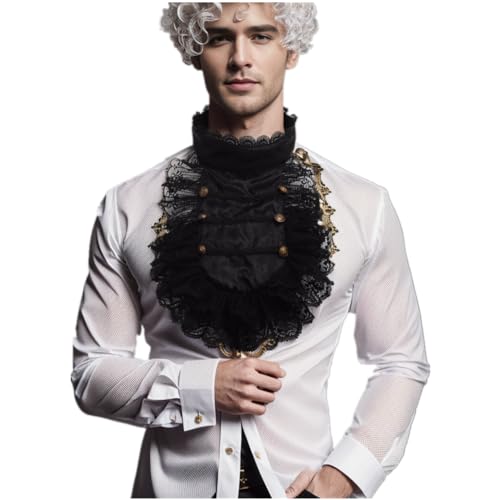 FAD-4U Viktorianischer Jabot Kragen Spitze Rüschen Pirat Vampir Cosplay Kolonial Jabot, Schwarz , Einheitsgröße von FAD-4U