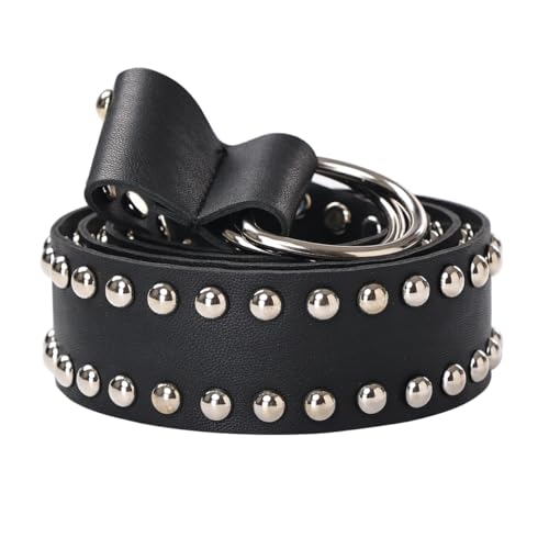 FAD-4U Steampunk PU-Leder-O-Ring-Gürtel, mittelalterlicher genieteter Taillengürtel für Damen, Schwarz , One size von FAD-4U