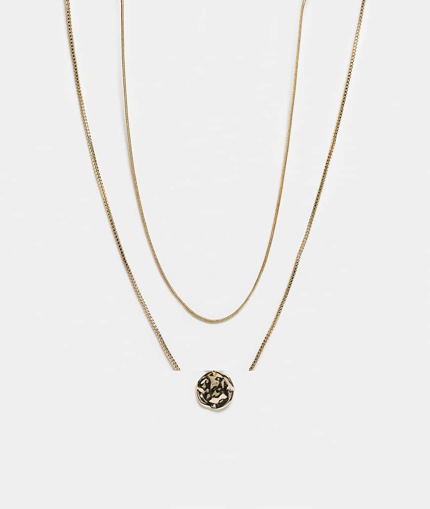 Faded Future - 2er-Pack Halsketten in Goldoptik, davon eine mit Anhänger-Goldfarben von FADED FUTURE