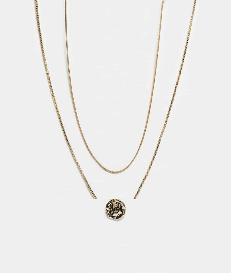 Faded Future - 2er-Pack Halsketten in Goldoptik, davon eine mit Anhänger-Goldfarben von FADED FUTURE