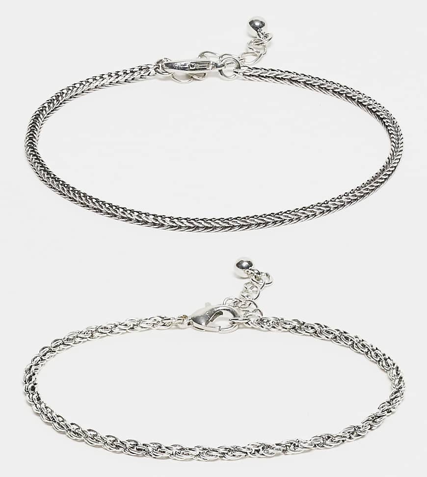 Faded Future - 2er-Pack Kettenarmbänder in Silber von FADED FUTURE