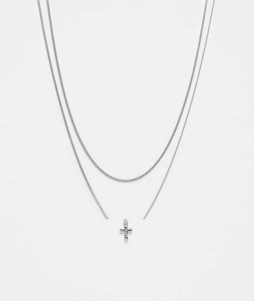 Faded Future - 2er-Pack silberfarbene Halsketten mit Kreuz-Anhängern Faded Future - 2er-Pack silberfarbene Halsketten mit Kreuz-Anhängern von FADED FUTURE