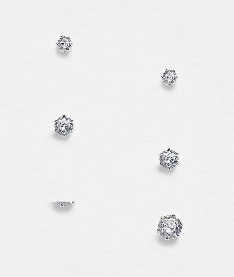 Faded Future - 3er-Pack mit Kristall-Ohrsteckern-Silber von FADED FUTURE