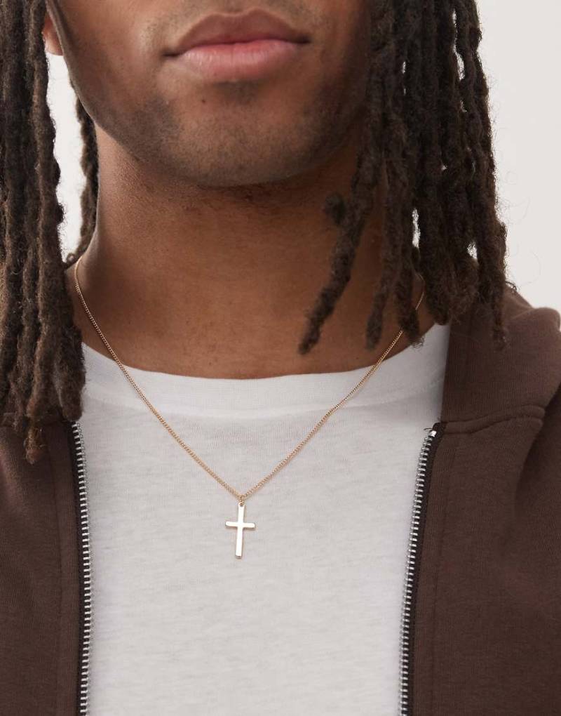 Faded Future - Halskette in Goldoptik mit Kreuzanhänger-Goldfarben von FADED FUTURE