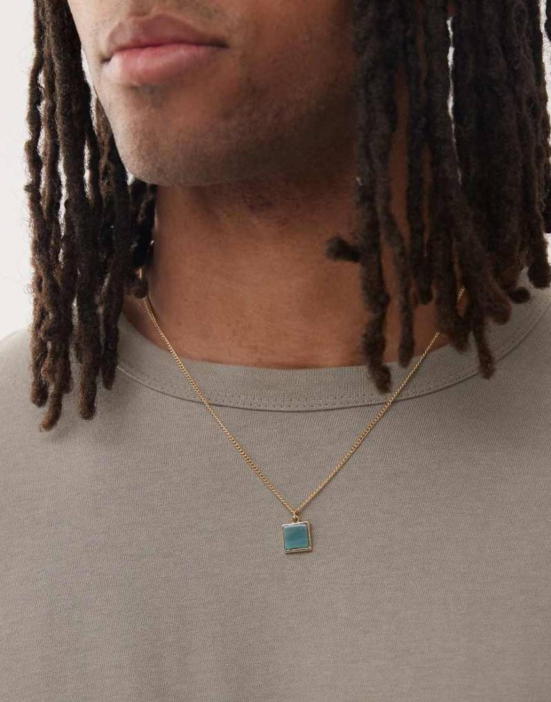 Faded Future - Halskette in Goldoptik mit blauem Kunstharz-Anhänger-Goldfarben von FADED FUTURE