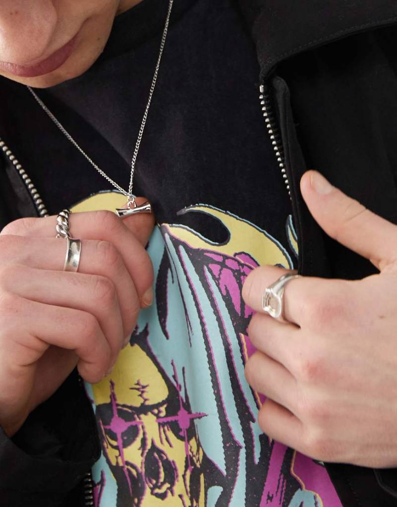 Faded Future - Halskette in Silber mit geschmolzenem Stabanhänger von FADED FUTURE