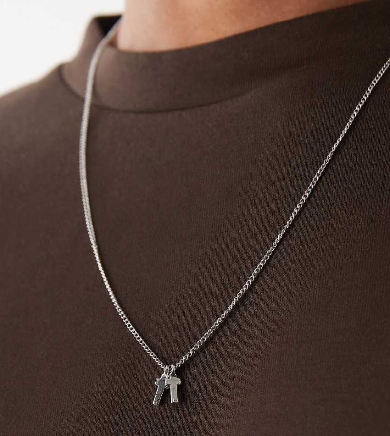 Faded Future - Halskette in Silberoptik mit zwei Kreuzanhängern von FADED FUTURE