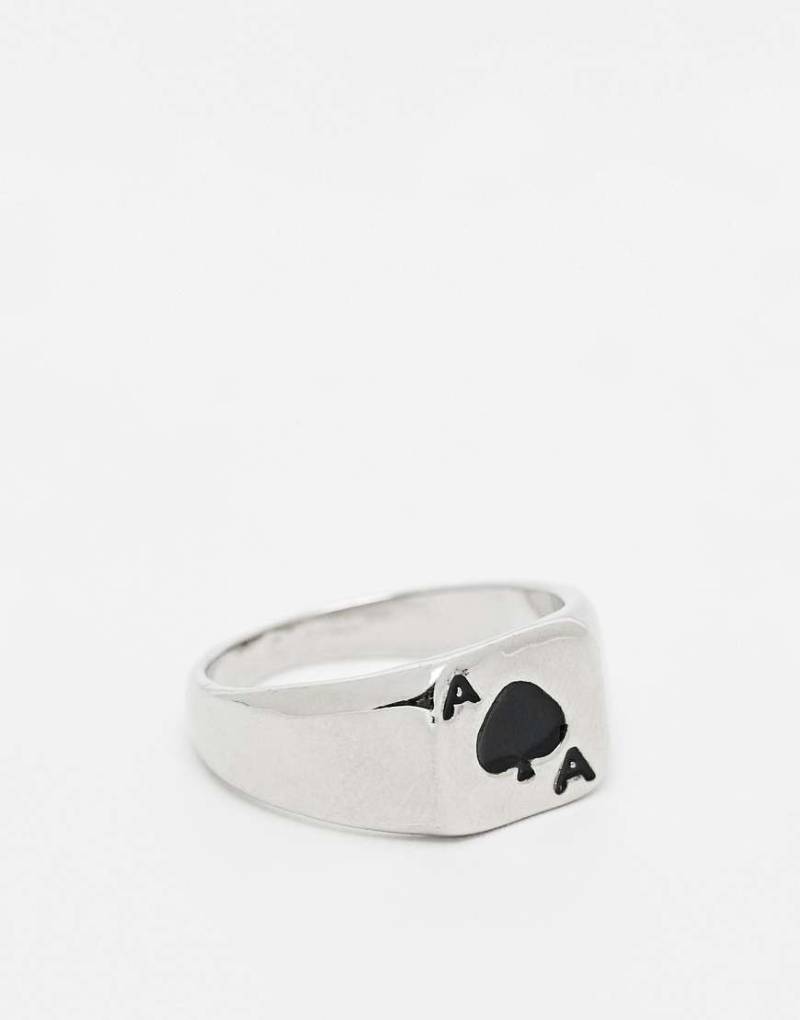 Faded Future - Silberfarbener Ring mit Pik-Ass-Motiv von FADED FUTURE