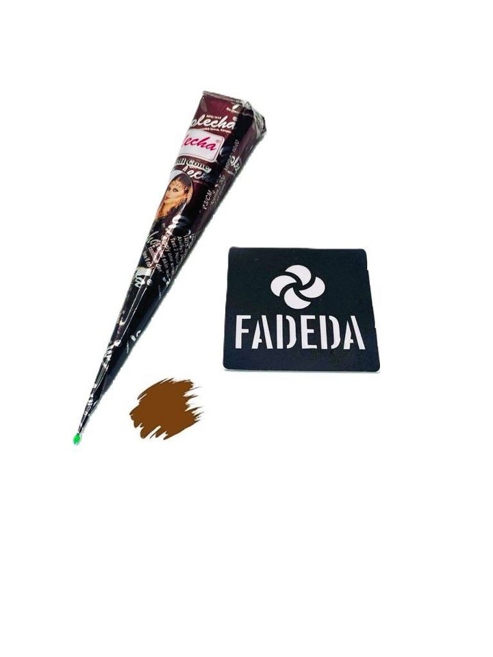 FADEDA Schmuck-Tattoo 1x FADEDA Natural Henna Paste Cones Kegel (Natur-Braun), No PPD, 25g, 1 Stück einzeln, VEGAN, HALAL, 100% Bio von FADEDA