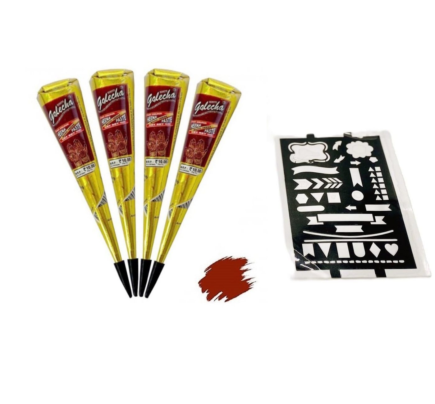 FADEDA Strass-Tattoo 50x FADEDA Natural 4x Henna Paste KEGEL 100 g CONES + 46x Sticker, Viele Miniatur Sticker, VEGAN, HALAL, 100% Bio von FADEDA