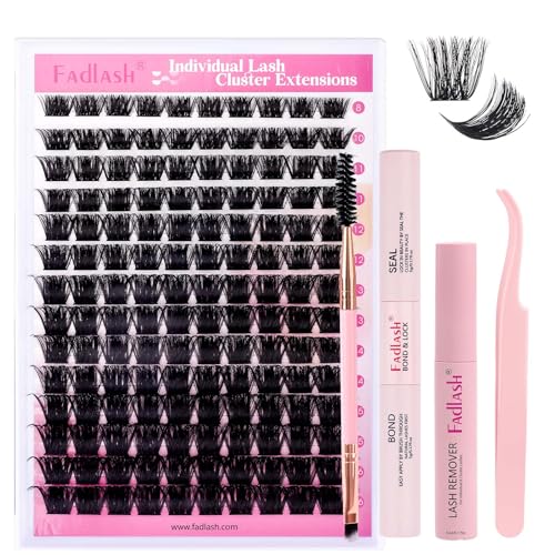 280STK 200D 0.07D DIY Wimpern Extensions Gemischte 8-16mm mit Wimpernkleber dauerhaft, Wimpern Pinzette Wimpernbürste und Wimpern Remover, Lash Extension Set für natürlichen Look DIY zu Hause von FADLASH