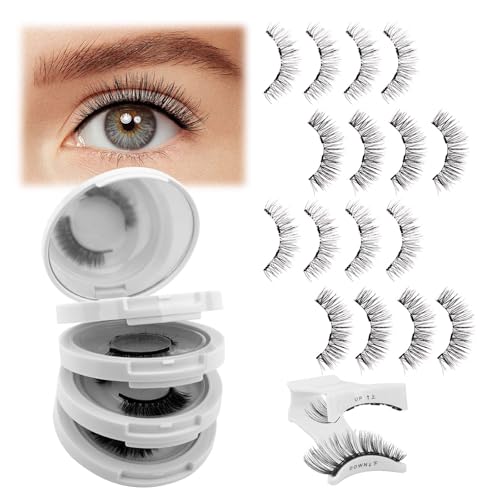 FADLASH 4 Paare Magnetische Wimpern,Wimpern Magnetisch ohne Eyeliner Magnetic Eyelashes,für Länge und Volumen,3D Falsche Wimpern Wimpern Extensions Set Magnetic Lashes für Wimpern Extensions von FADLASH