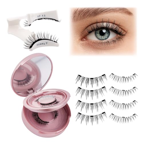 FADLASH Magnetische Wimpern, 2 Paare Magnet Fake Lashes ohne Eyeliner, 3D Künstliche Wimpern Magnetisch Set, Wiederverwendbare Magnetwimpern, Magnetic Eyelashes Kit mit Wimpernpinzett von FADLASH
