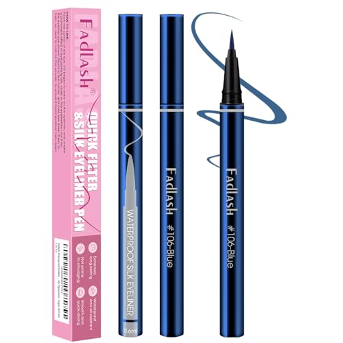 Fadlash Wasserdicht Flüssiger Eyeliner, Blau Matt Eyelinerstift Glattem Auftrag Schneller Trocknung, Eye Liner Langanhaltender Natürlicher Look, Keine Flecken, Intensive Farbe(0.6 ml) von FADLASH