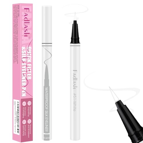 Fadlash Wasserdicht Flüssiger Eyeliner, Weiß Matt Eyelinerstift Glattem Auftrag Schneller Trocknung, Eye Liner Langanhaltender Natürlicher Look, Keine Flecken, Intensive Farbe(0.6 ml) von FADLASH