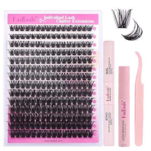 Wimpern Lashes Wimpern Extensions, FADLASH Gemischte 8-16mm mit Wimpernkleber Dauerhaft, Wimpern Pinzette und Wimpern Remover, DIY 100D für natürlichen zu Hause (100D-kit) Lash Extension Set von FADLASH