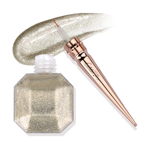 FADVAN Nr. 8 Glitter Metallic Eyeliner Silber, lang anhaltender, extrem feiner Glitter Metallic Eyeliner, kann als flüssiger Lidschatten verwendet werden (Silber) von FADVAN