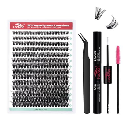 FADVAN Wimpern Extensionsset 280pcs,individuell Wimpern 60D-0.07D-Mix 8-16mm, kommt mit Wimpernkleber und -entferner, Cluster-Wimpernapplikator und Pinzettenset. von FADVAN