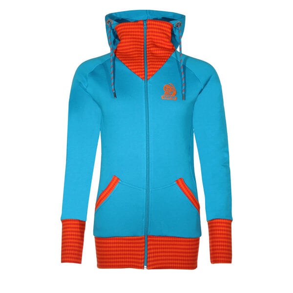 FÄDD Damen Sweatjacke aus Bio-Baumwolle "Troijer WZ Heimat" Türkis Orange von FÄDD